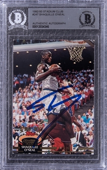 1992-93 Topps Stadium Club #247 Shaquille ONeal Rookie Card Autograph - BECKETT AUTHENTIC 